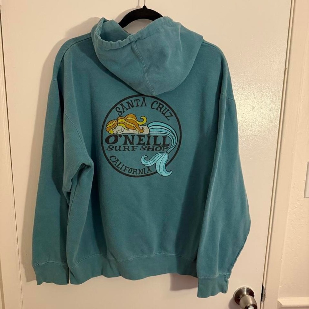 O'Neill Surf Shop Santa Cruz Mermaid Graphic Hoodie Teal Blue Men's Size L - Picture 5 of 6